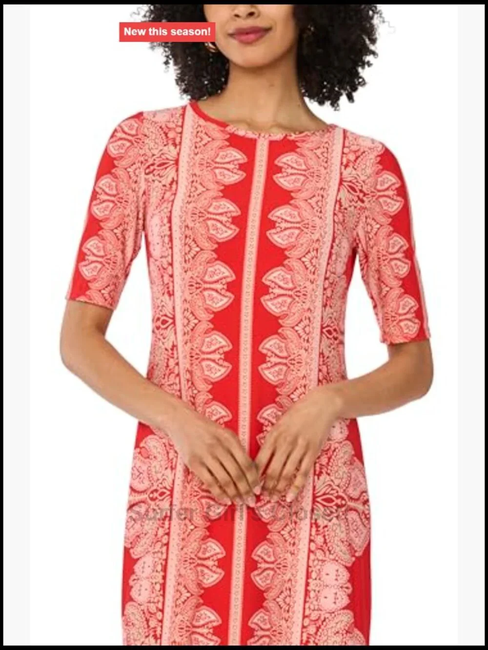 3/4 Sleeve Maxi Dress Crew Neck Rayon Flowy Button Front